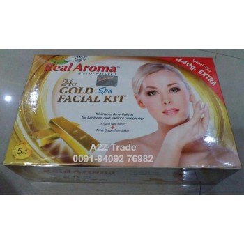 Real Aroma 24 ct. Gold Spa Facial Kit with Active Oxygen, 5 in 1 Facial Kit, GOLD FACIAL KIT, With Oxygen Kit Free